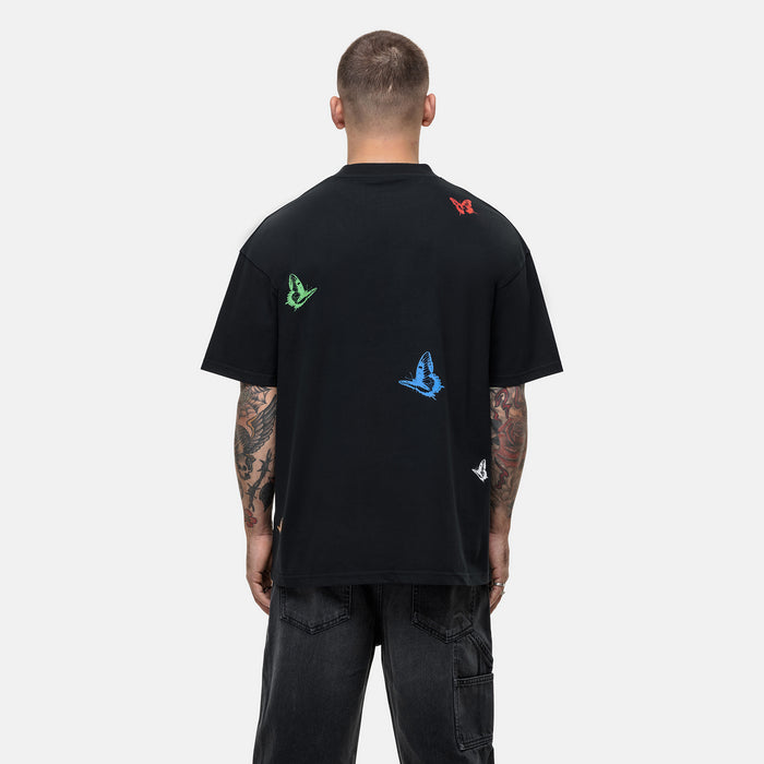 Good For Nothing Vacation Butterfly Black T-shirt