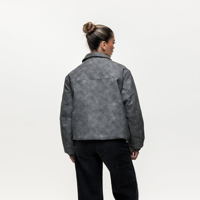 Good For Nothing Vintage Grey Leather Coach Jacket