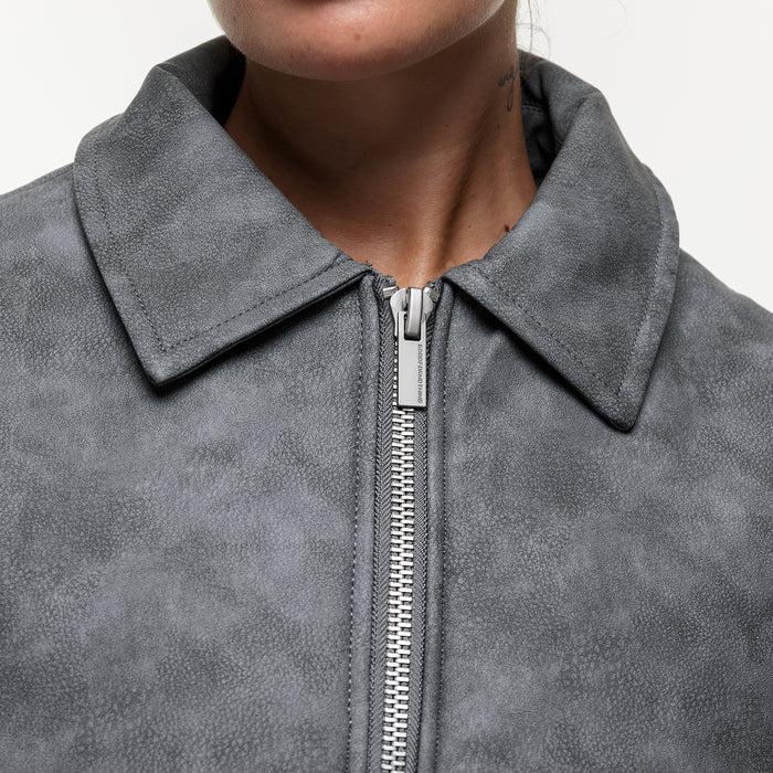 Good For Nothing Vintage Grey Leather Coach Jacket