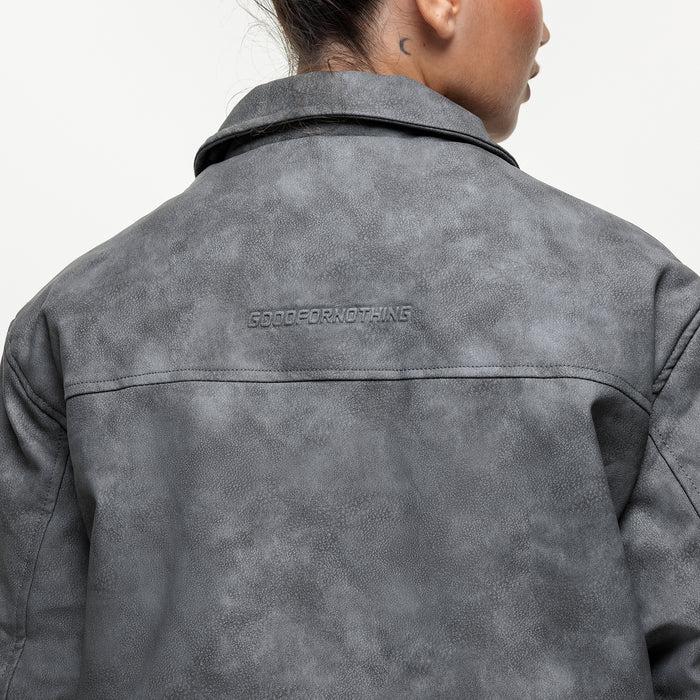 Good For Nothing Vintage Grey Leather Coach Jacket
