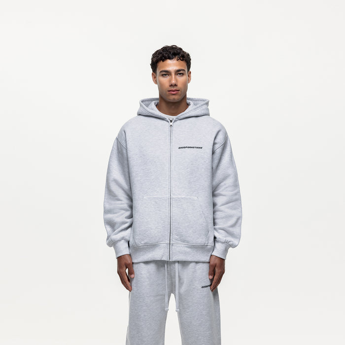 good for nothing Vintage Grey Marl Zip Hoodie