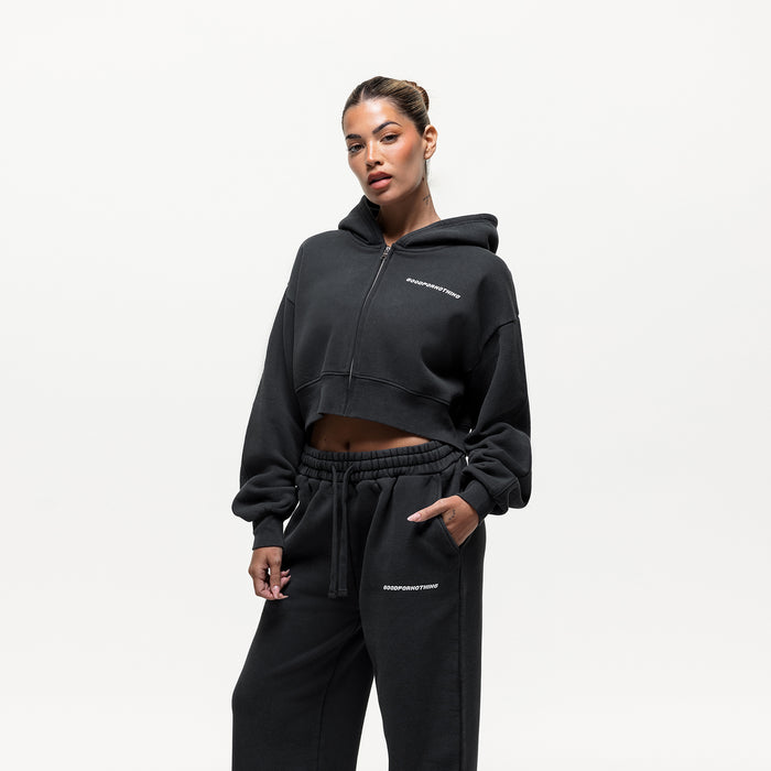 Good For Nothing Vintage Washed Black Zip Hoodie