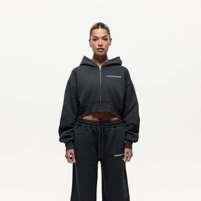 good for nothing Vintage Washed Black Zip Hoodie