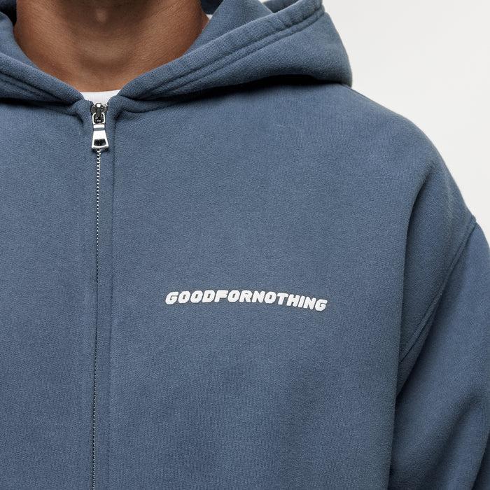 Good For Nothing Vintage Washed Blue Zip Hoodie