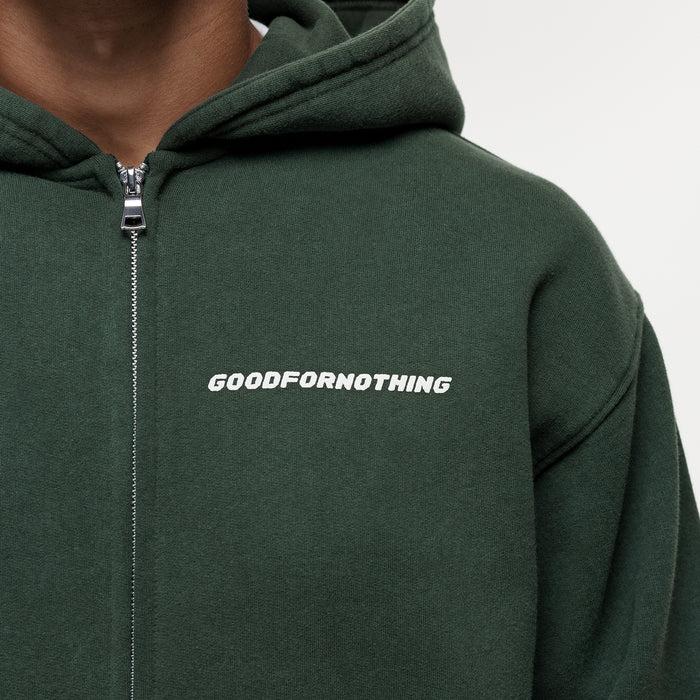 Good For Nothing Vintage Washed Green Zip Hoodie