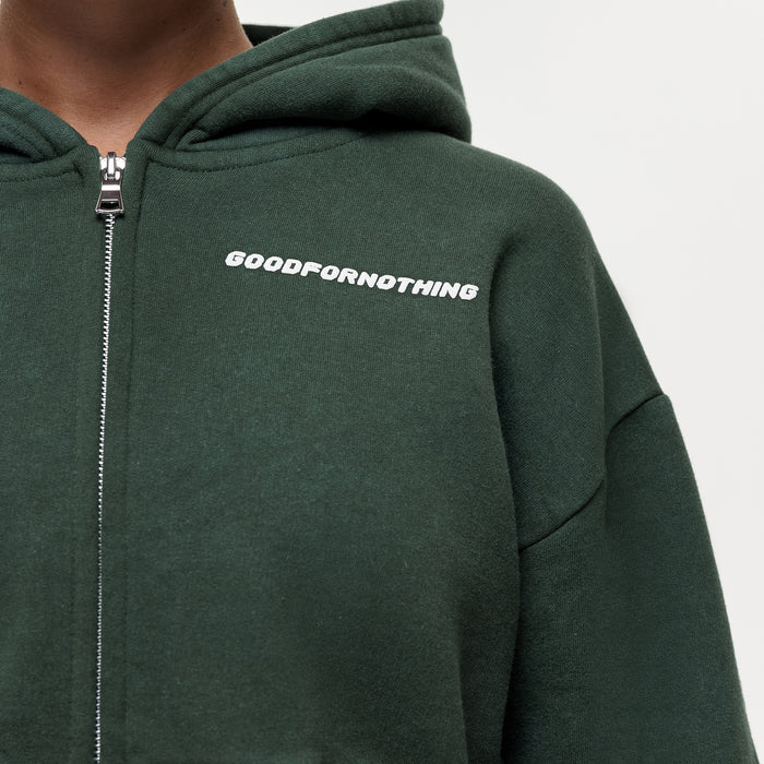 Good For Nothing Vintage Washed Green Zip Hoodie