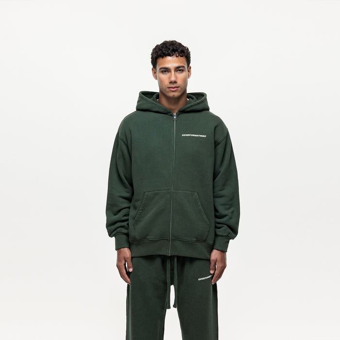 good for nothing Vintage Washed Green Zip Hoodie