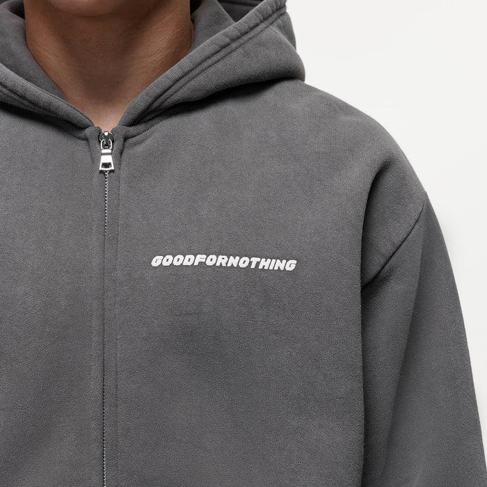 Good For Nothing Vintage Washed Grey Zip Hoodie