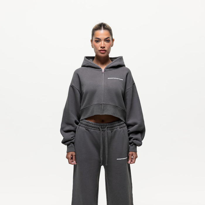 good for nothing Vintage Washed Grey Zip Hoodie