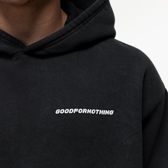 Good For Nothing Vintage Washed Jet Black Hoodie