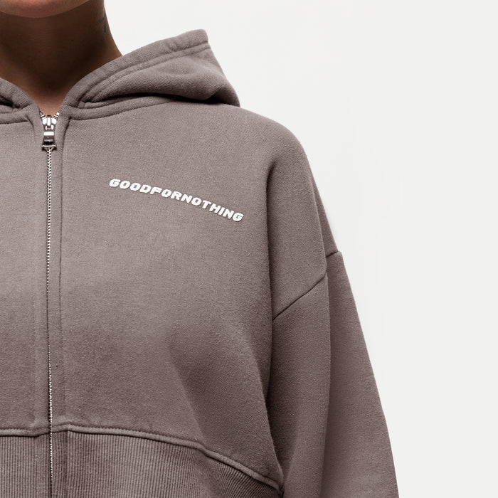 Good For Nothing Vintage Washed Taupe Zip Hoodie