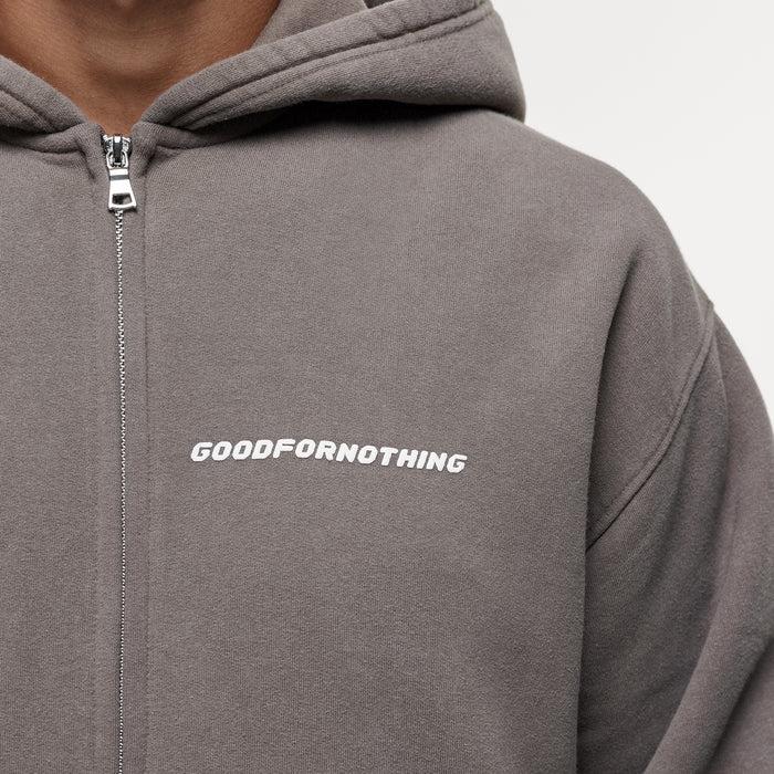 Good For Nothing Vintage Washed Walnut Zip Hoodie