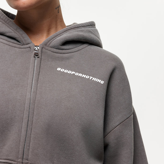 Good For Nothing Vintage Washed Walnut Zip Hoodie
