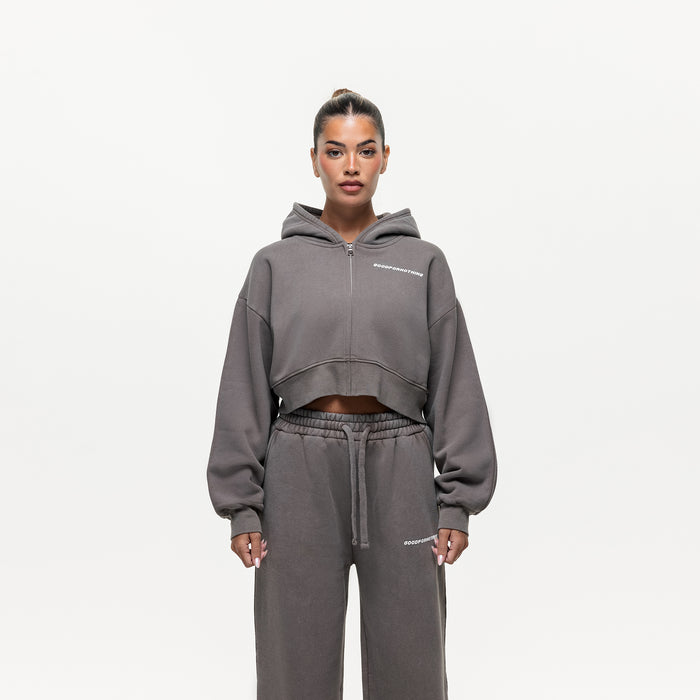 good for nothing Vintage Washed Walnut Zip Hoodie