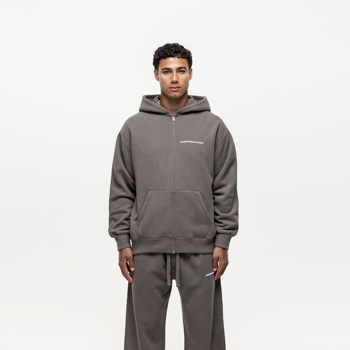 good for nothing Vintage Washed Walnut Zip Hoodie