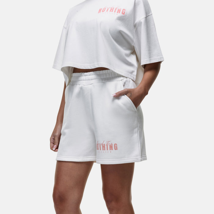 Good For Nothing Washed Butterfly Off White Shorts