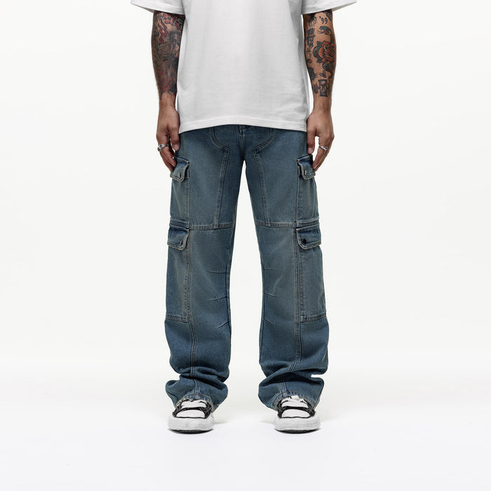 Good For Nothing Heavy Duty Washed Blue Denim Jeans (Final Sale)