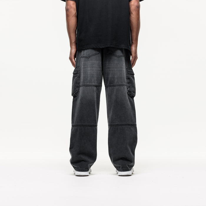 Good For Nothing Heavy Faded Black Cargo Denim Jeans