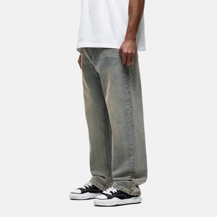 Good For Nothing Heavy Washed Cream Blue Denim Jeans