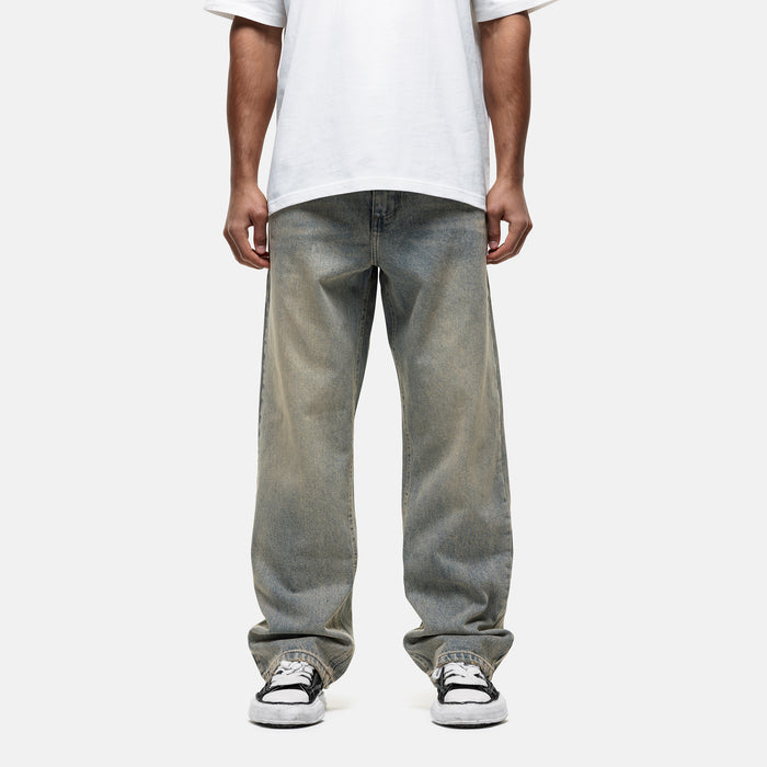 good for nothing Heavy Washed Cream Blue Denim Jeans