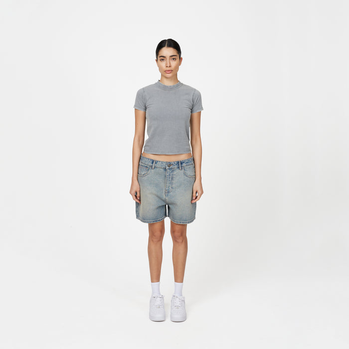 Good For Nothing Heavy Washed Light Blue Denim Shorts