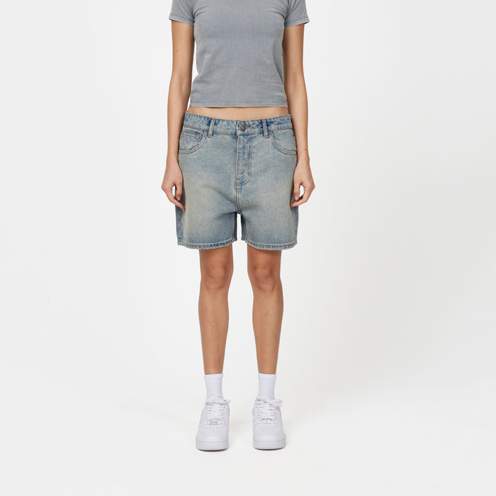 good for nothing Heavy Washed Light Blue Denim Shorts