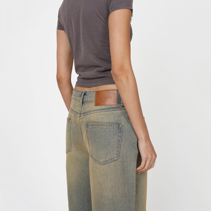 Good For Nothing Heavy Washed Sand Blue Denim Jorts