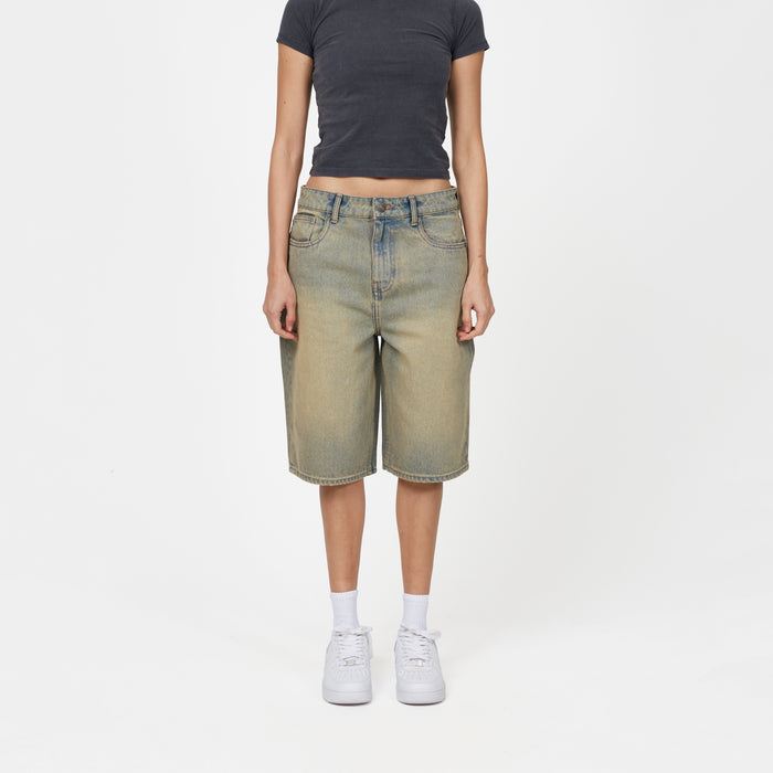 good for nothing Heavy Washed Sand Blue Denim Jorts