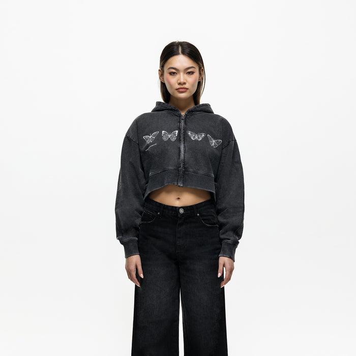 good for nothing Metamorphosis Washed Black Zip Hoodie (Final Sale)