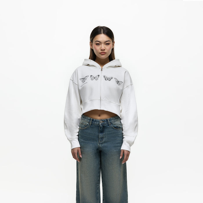 good for nothing Metamorphosis White Zip Hoodie (Final Sale)