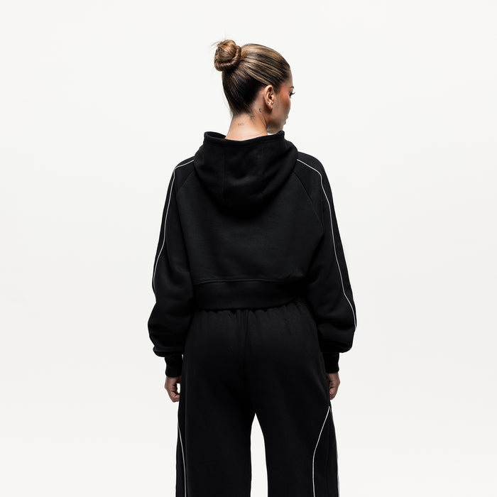 Good For Nothing Outline Black Cropped Hoodie (Final Sale)