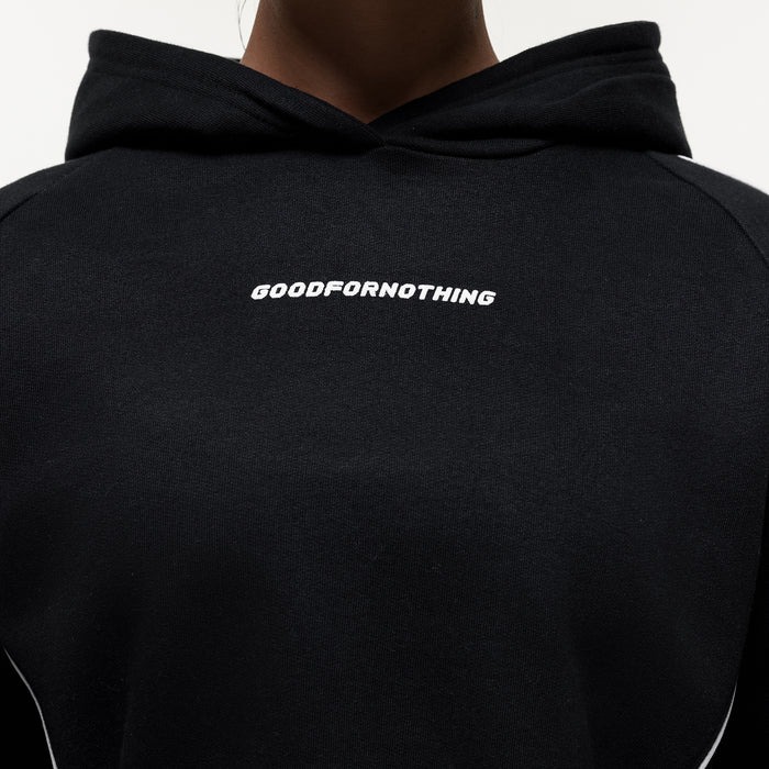 Good For Nothing Outline Black Cropped Hoodie (Final Sale)