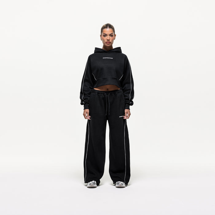 Good For Nothing Outline Black Cropped Hoodie (Final Sale)