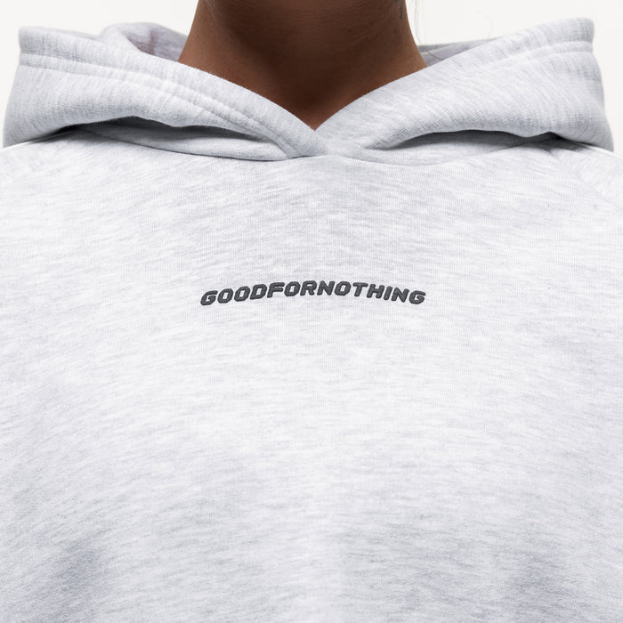Good For Nothing Outline Grey Marl Cropped Hoodie (Final Sale)