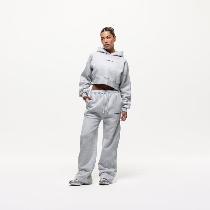 Good For Nothing Outline Grey Marl Cropped Hoodie (Final Sale)