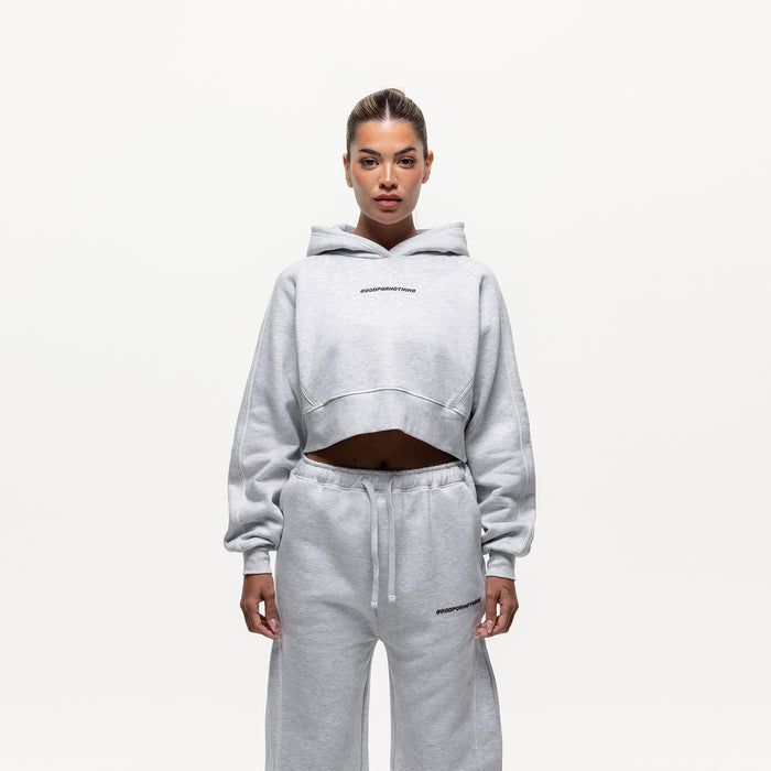 good for nothing Outline Grey Marl Cropped Hoodie (Final Sale)