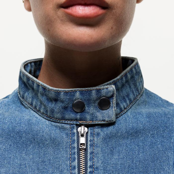 Good For Nothing Spray Butterfly Biker Denim Jacket (Final Sale)