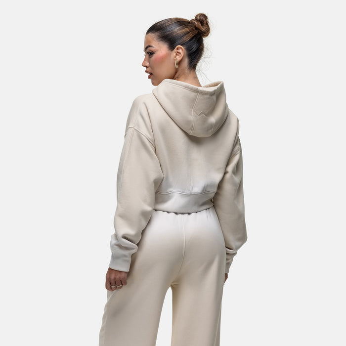 Good For Nothing Sprayed Cali Cream Crop Zip Hoodie