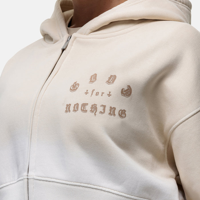 Good For Nothing Sprayed Cali Cream Crop Zip Hoodie