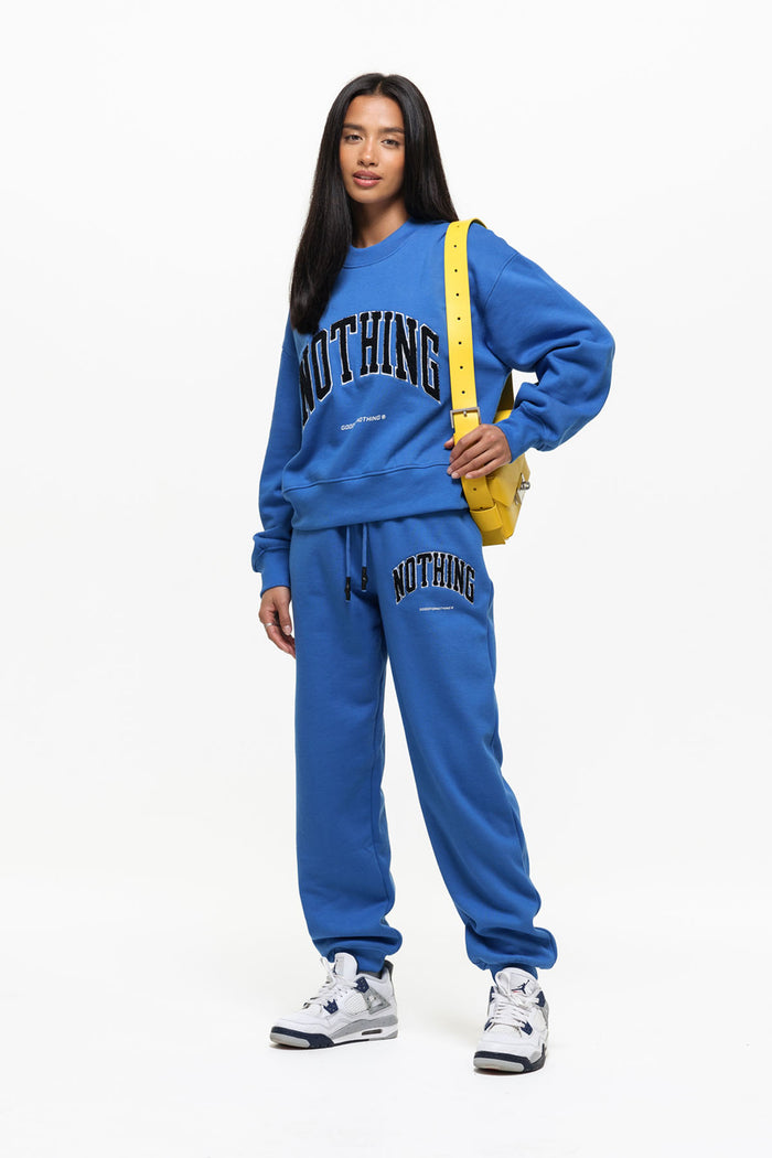 Good For Nothing Varsity Boucle Blue Jogger (Final Sale)