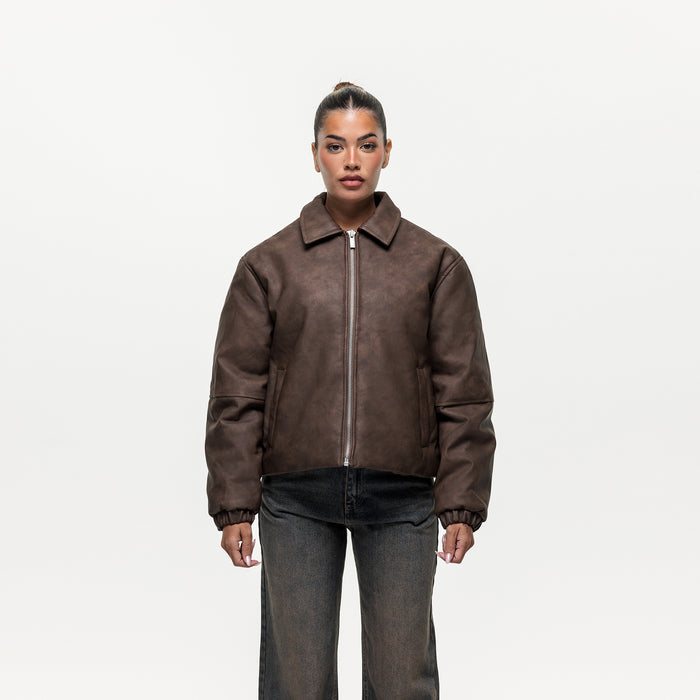 good for nothing Vintage Brown Leather Coach Jacket