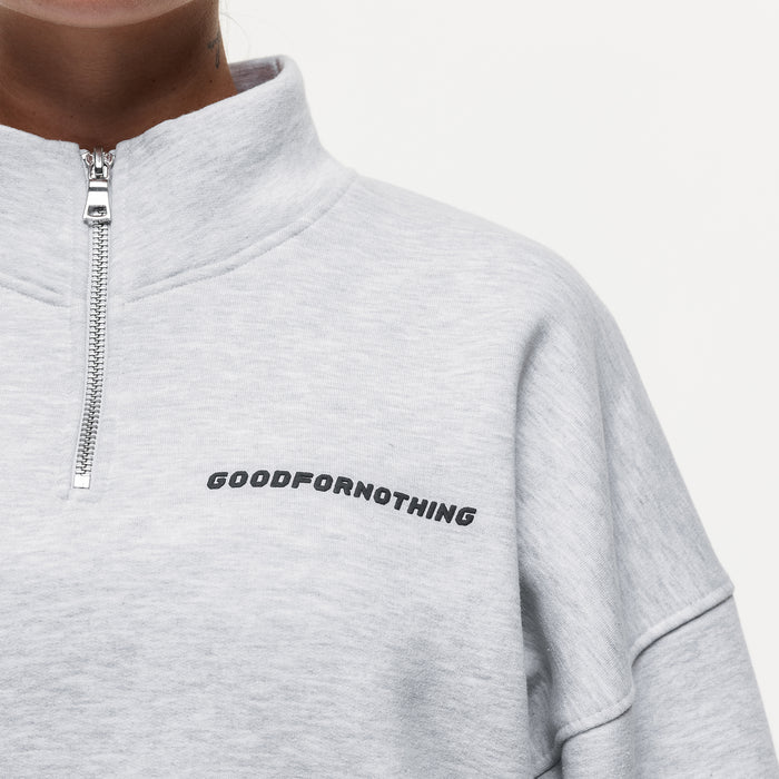 Good For Nothing Vintage Grey Marl Funnel Zip Sweat