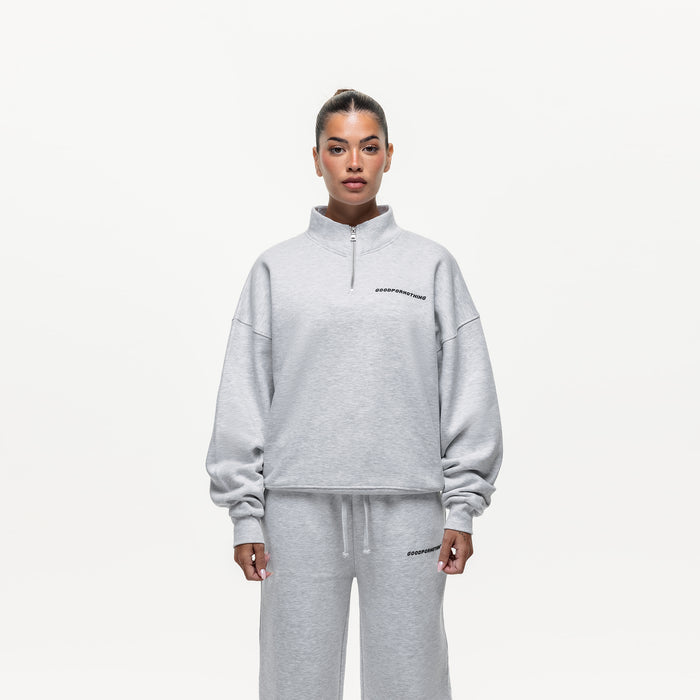 good for nothing Vintage Grey Marl Funnel Zip Sweat