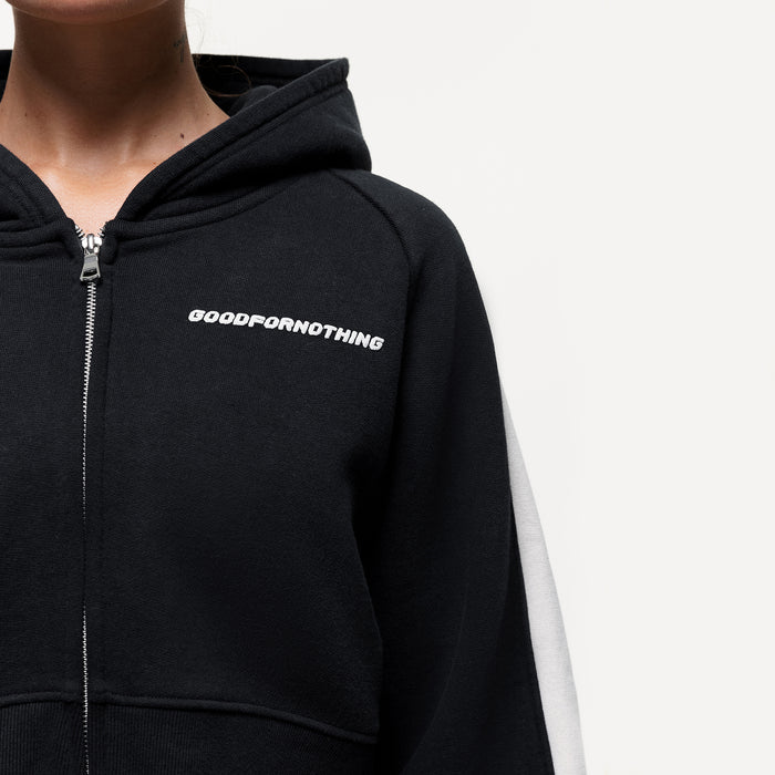 Good For Nothing Vintage Track Black Zip Hoodie (Final Sale)