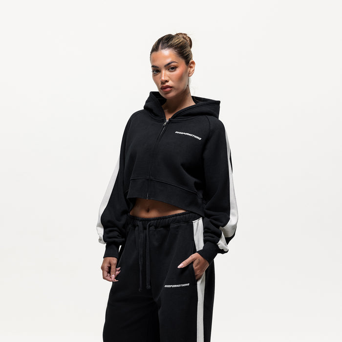 good for nothing Vintage Track Black Zip Hoodie (Final Sale)