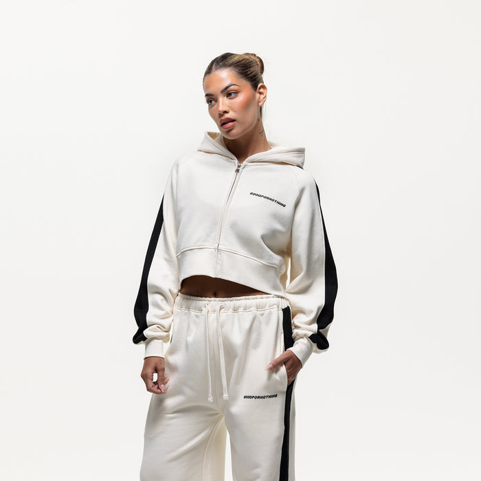 Good For Nothing Vintage Track Cream Zip Hoodie (Final Sale)