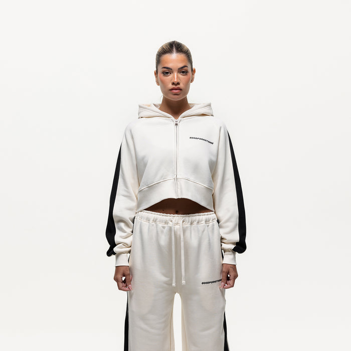 good for nothing Vintage Track Cream Zip Hoodie (Final Sale)