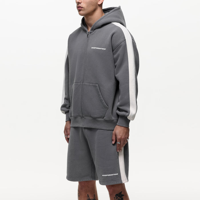 Good For Nothing Vintage Track Grey Zip Hoodie (Final Sale)