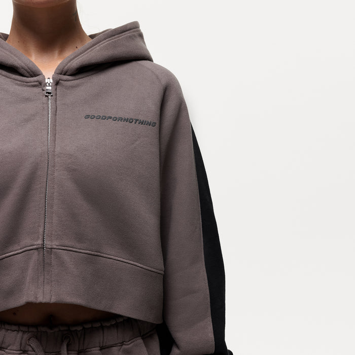 Good For Nothing Vintage Track Taupe Zip Hoodie (Final Sale)