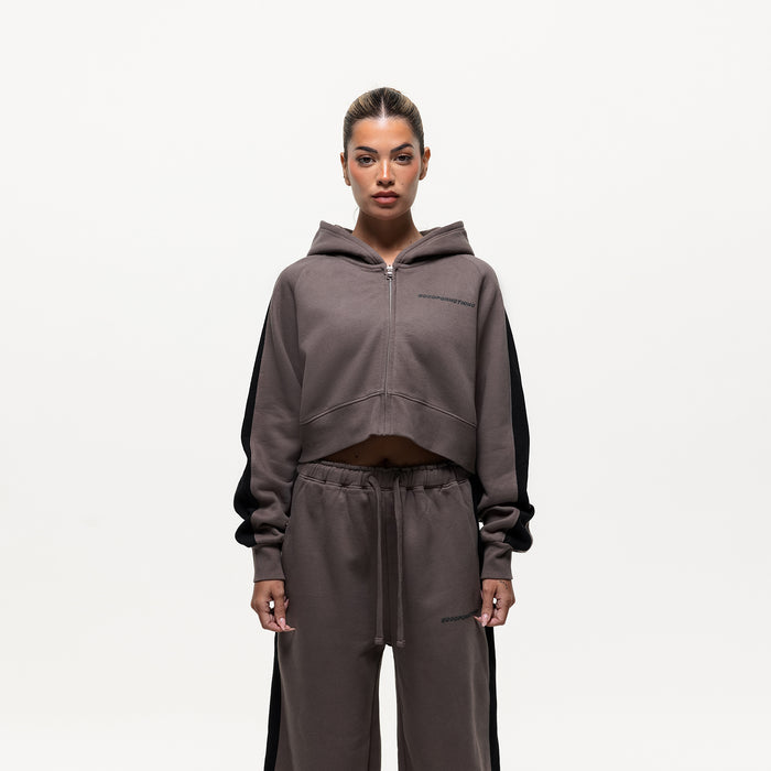 good for nothing Vintage Track Taupe Zip Hoodie (Final Sale)